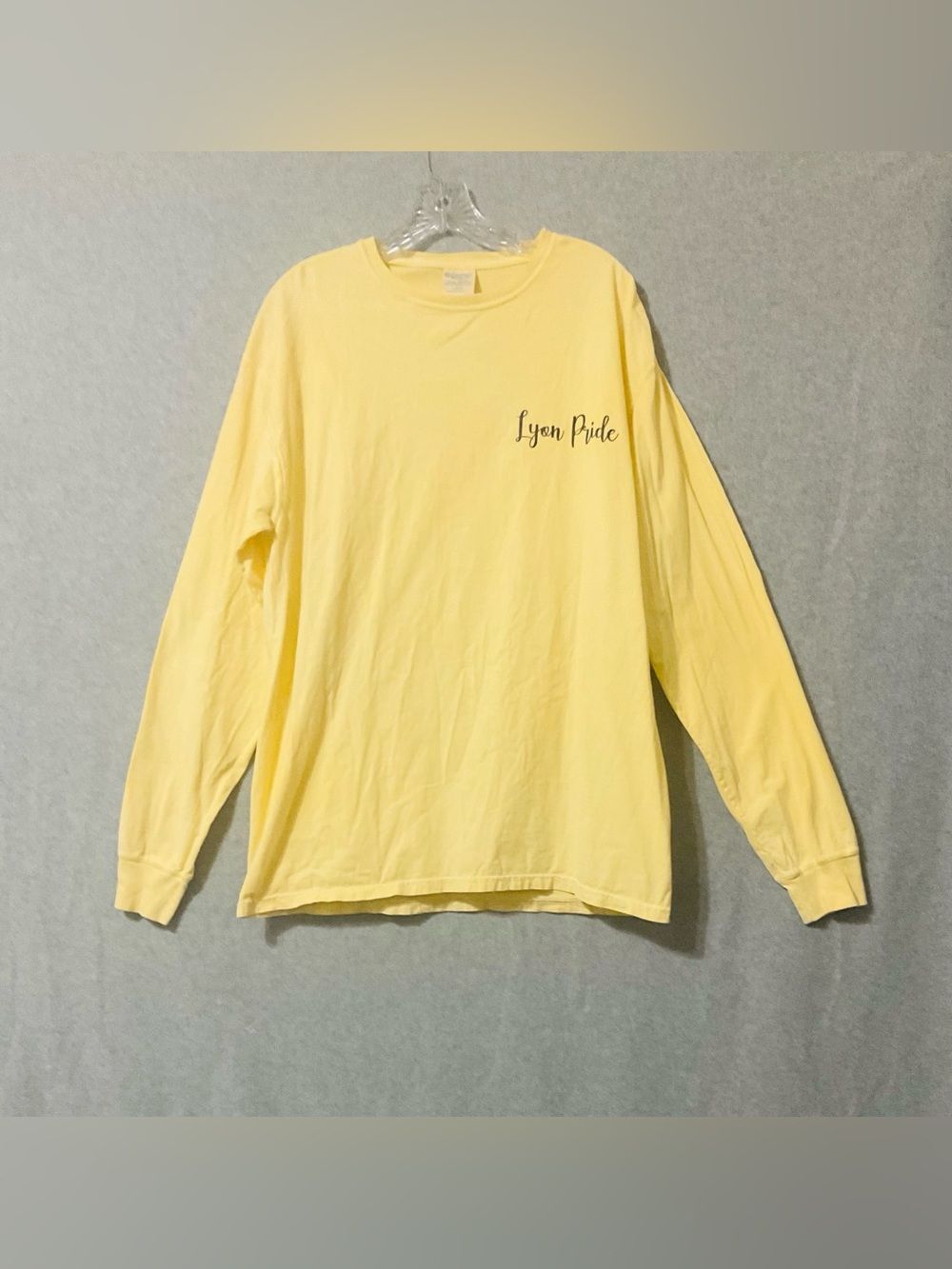 Comfort Wash Mens Size L Yellow Long Sleeve Cotton Shirt Casual Workwear Lion